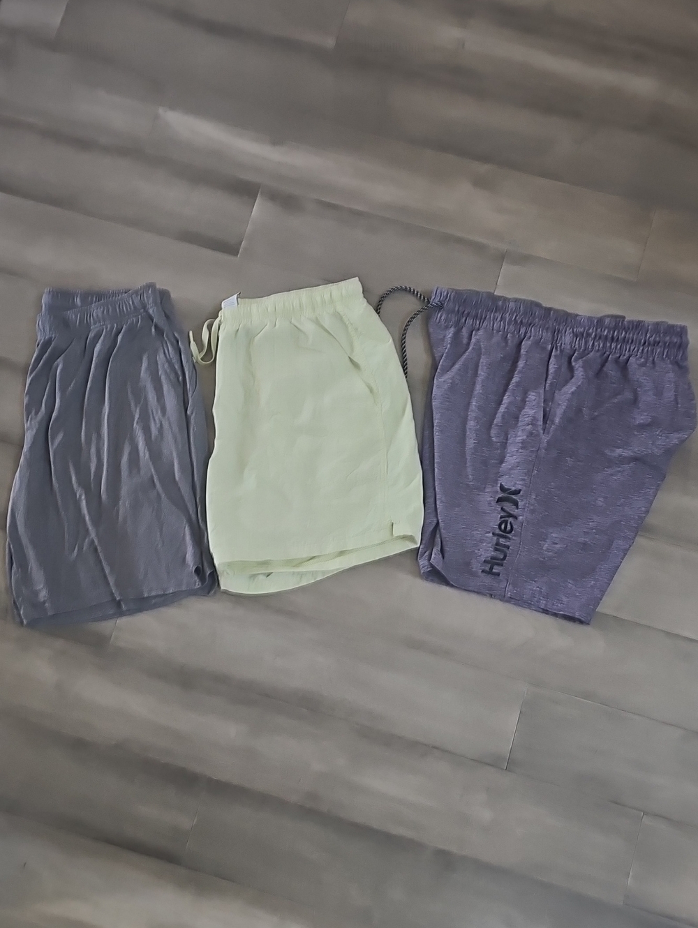 Three-Pack Casual Shorts — Gray, Light Green